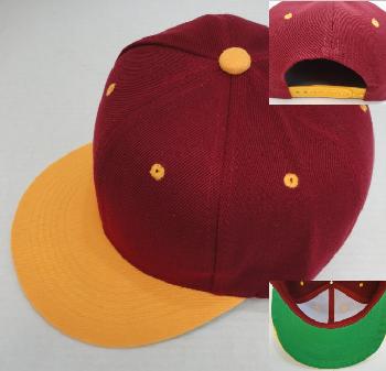 Snap-Back Flat Bill Cap [Wine/Gold]